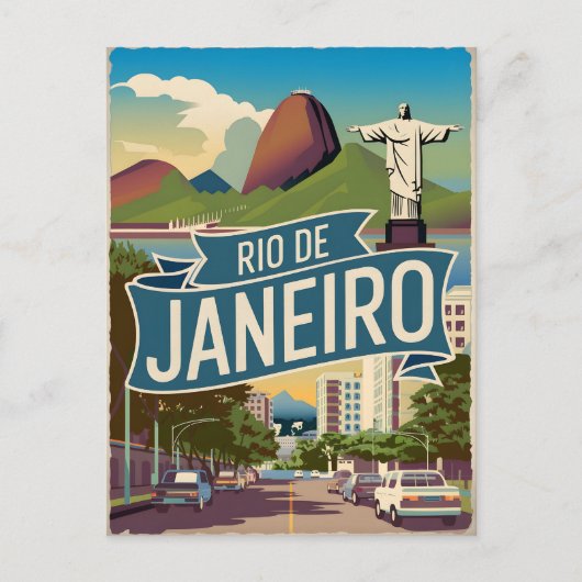 Rio de Janeiro Vintag Postkarte (Vorderseite)