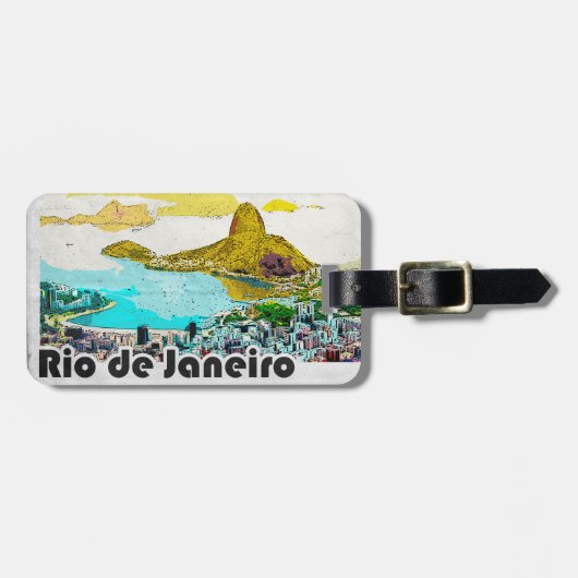 Rio de Janeiro Vintage Reise Gepäckanhänger (Vorderseite horizontal)