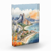 Rio De Janeiro Wasserfarbkunst Fotoblock (Links)