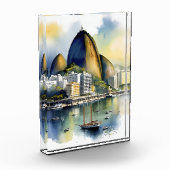 Rio De Janeiro Wasserfarbkunst Fotoblock (Links)