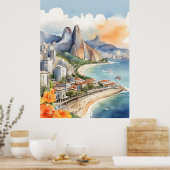 Rio De Janeiro Wasserfarbkunst Poster (Küche)