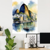 Rio De Janeiro Wasserfarbkunst Poster (Heimbüro)