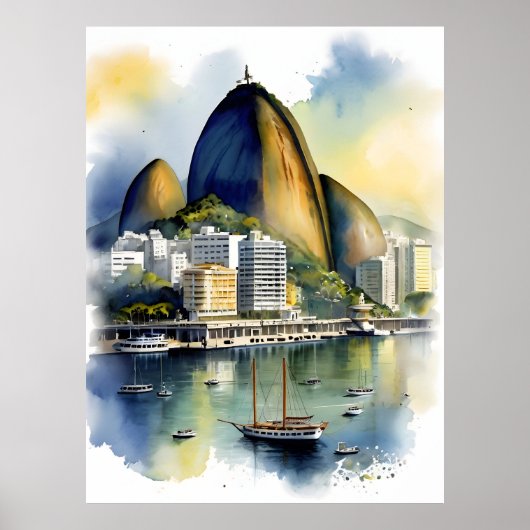 Rio De Janeiro Wasserfarbkunst Poster (Vorne)