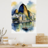 Rio De Janeiro Wasserfarbkunst Poster (Küche)