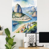 Rio De Janeiro Wasserfarbkunst Poster (Heimbüro)