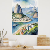 Rio De Janeiro Wasserfarbkunst Poster (Küche)