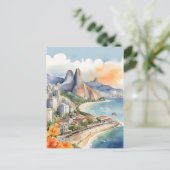 Rio De Janeiro Wasserfarbkunst Postkarte (Stehend Vorderseite)