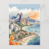 Rio De Janeiro Wasserfarbkunst Postkarte (Vorderseite)