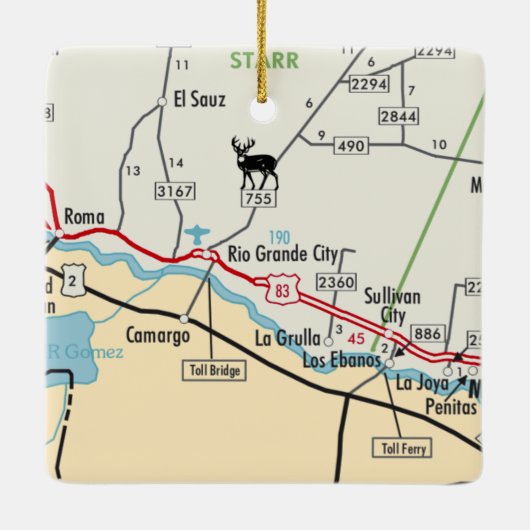 Rio Grande City TX Keramikornament (Rückseite)