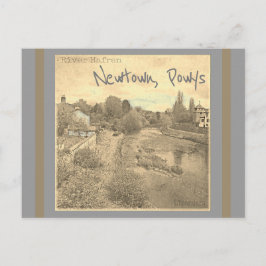 Río Hafren Severn in Newtown, Powys Sepia Postkarte
