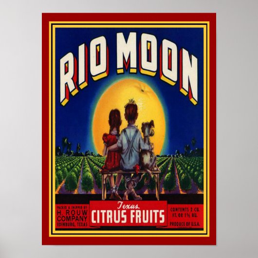 "Rio Moon" Citrus Fruit Ad-12x16 der 40er Jahre Poster (Vorne)