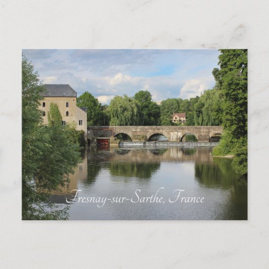 Río Sarthe, Fresnay-sur-Sarthe, Frankreich Postkarte (Vorderseite)