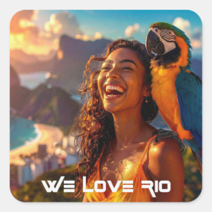 RIO - WIR LIEBEN RIO - QUADRATISCHER AUFKLEBER