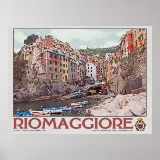 Riomaggiore Hafen - auf White.jpg Poster (Vorne)