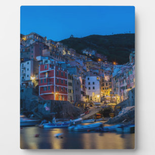 Riomaggiore in der Nacht Cinque Terre Ligurien Ita Fotoplatte