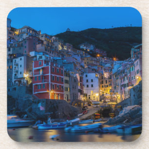 Riomaggiore in der Nacht Cinque Terre Ligurien Ita Getränkeuntersetzer