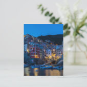 Riomaggiore in der Nacht Cinque Terre Ligurien Ita Postkarte (Stehend Vorderseite)