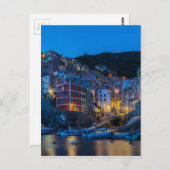 Riomaggiore in der Nacht Cinque Terre Ligurien Ita Postkarte (Vorne/Hinten)
