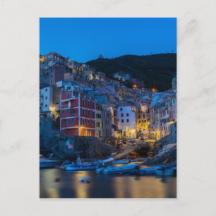 Riomaggiore in der Nacht Cinque Terre Ligurien Ita Postkarte