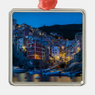 Riomaggiore in der Nacht Cinque Terre Ligurien Ita Silbernes Ornament