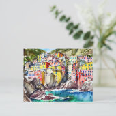 Riomaggiore, Italien, Wasserfarbe Postkarte (Stehend Vorderseite)