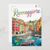 Riomaggiore Wasserfarbe Postkarte (Vorne/Hinten)
