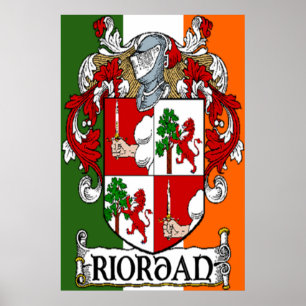 Riordan Wappen irischen Flaggen-Druck Poster
