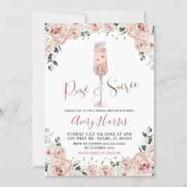 Riose Gold Dusty Pink Rose Soiree Brautparty Einladung