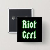 Riot Grrl Black Green Button Abzeichen (Vorne & Hinten)