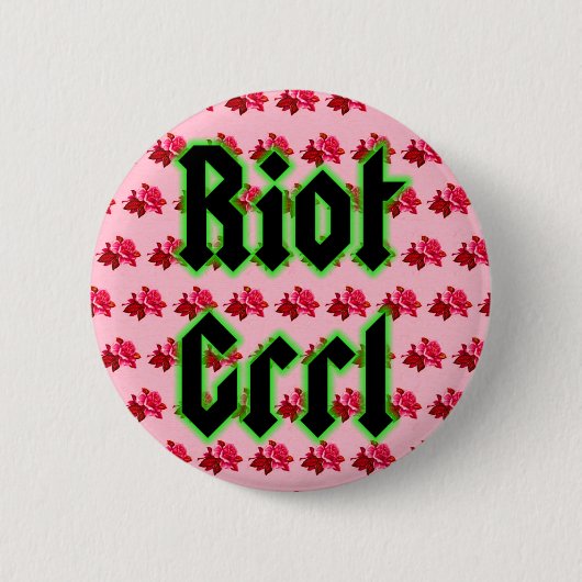 Riot Grrl Rosen Anstecker Button (Vorderseite)