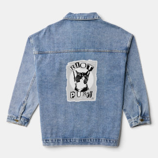 Riot Purrul Mädchen Spaß Punk Vibes Coole Katze De Jeansjacke