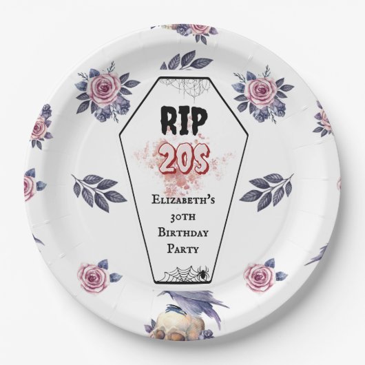 RIP 20. 30. Geburtstag Papier Teller (Vorderseite)