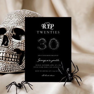 RIP 20 Black Balloons 30. Geburtstag Party Einladung