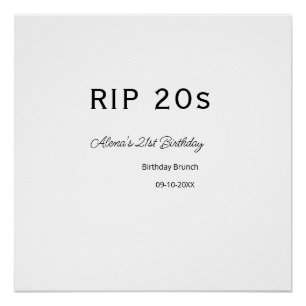 RIP 20 s 21. Geburtstag, einfaches Mindestfrühstüc Poster