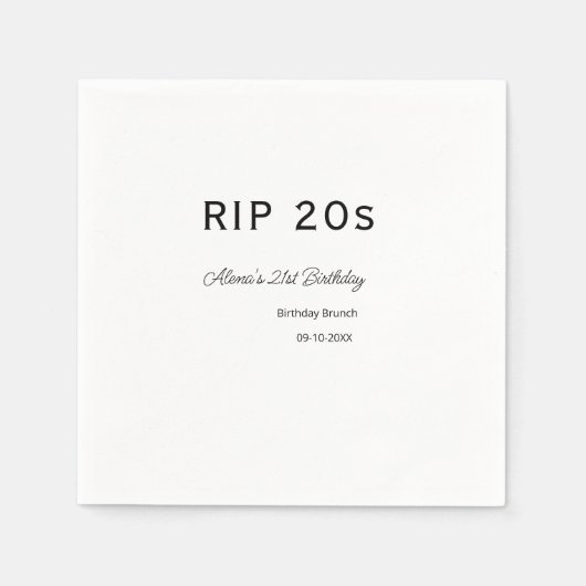 RIP 20 s 21. Geburtstag, einfaches Mindestfrühstüc Serviette (Vorderseite)