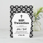 RIP 20 s Zwanziger Beerdigung Goth Black 30. Gebur Einladung (Stehend Vorderseite)
