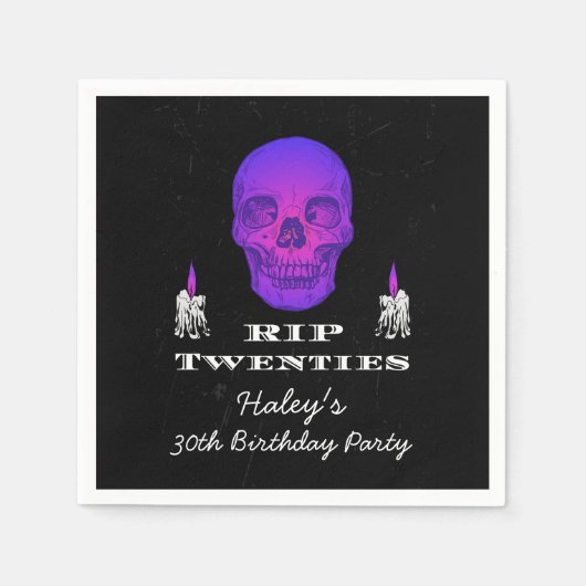 RIP 20 s Zwanziger Lila Schädel Gotik 30. Geburtst Serviette (Vorderseite)
