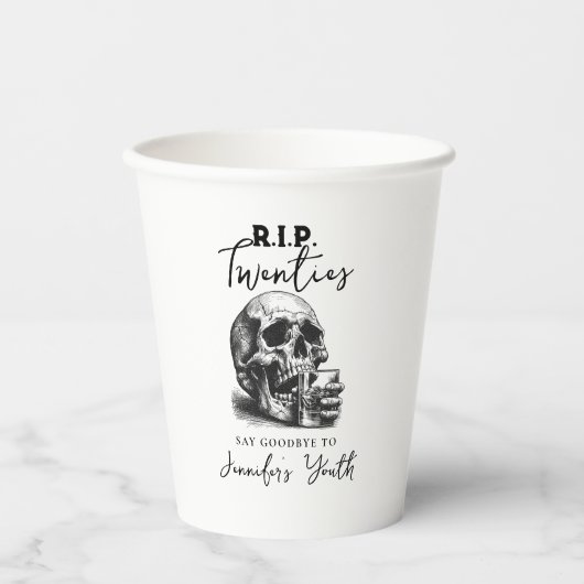 RIP 20 Vintag Skull Funny Birthday Party Pappbecher (Vorderseite)