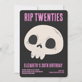 RIP 20er Black Pink Funny Skull 30. Geburtstag Par Einladung