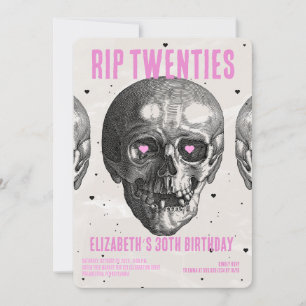 RIP 20er Black Pink Funny Skull 30. Geburtstag Par Einladung