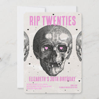 RIP 20er Black Pink Funny Skull 30. Geburtstag Par Einladung