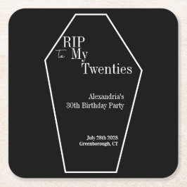 RIP 20er Gotik 30. Geburtstag Party Schwarz und We Rechteckiger Pappuntersetzer