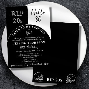 RIP 20er Hallo 30 Grabstein Totenkopf 30. Geburtst Einladung