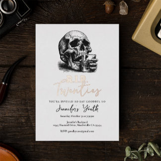 RIP 20er Halloween Skull 30. Geburtstag Party Folieneinladung