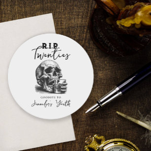 RIP 20er Halloween Skull 30. Geburtstag Party Runder Pappuntersetzer