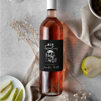 RIP 20er Jahre SchädelWhiskey Geburtstagsweinetike Weinetikett