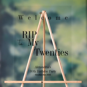 RIP 20er Jahre Schwarze Typografie 30. Geburtstag  Acrylschild