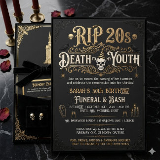 RIP 20er - Tod meiner Jugend - 30. Geburtstagsbegr Einladung