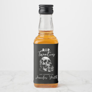 RIP 20iger Whiskey Gothic Skull Geburtstagsparty Alkoholflaschenetikett