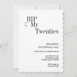 RIP 20s 30th Birthday Minimal Party Einladung